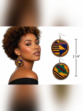 African NWT Ankara Kente Fabric Earrings